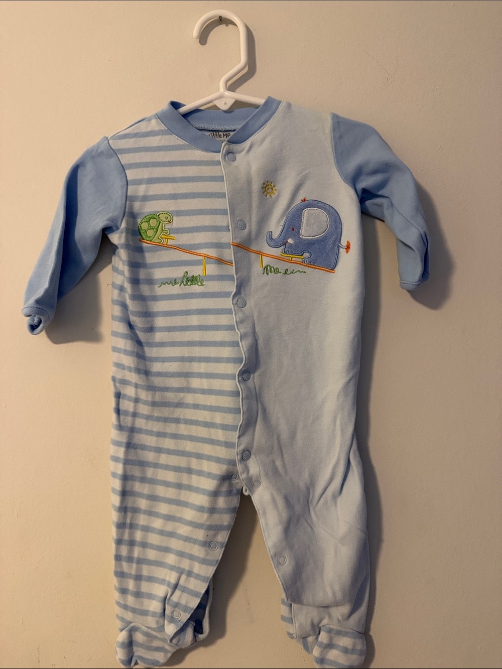 Blue Striped & Solid Elephant Sleep One-Piece